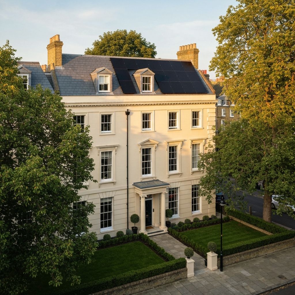 Georgian townhouse solar installation, Hampstead