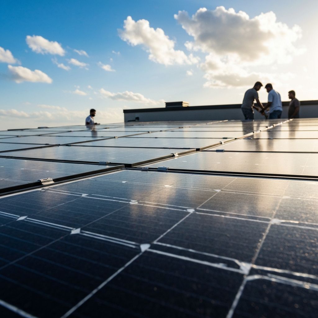 Close-up of premium solar panels installed on residential rooftop